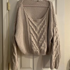 Free people oversized beige soft knit sweater